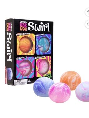 Teenie Neo Doh Swirl Squeeze Balls - Pink, Blue, Orange, Purple